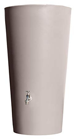 Regentonne Regenwassertank Rainbowl Flower 150 Liter Taupe aus UV- und witterungsbeständigem Material. Regenwassertonne mit integrierter Pflanzschale und hochwertigen Messinggewinde