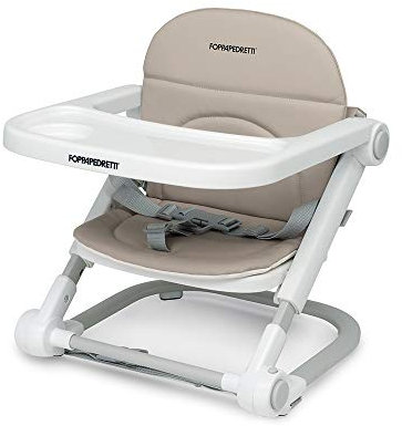 Foppapedretti Seggiolino Alzabimbo Lift, bambini da 6 mesi a 3 anni (fino a 15 Kg), Vassoio Amovibile, Chiudibile e Trasportabile, Borsa Inclusa, Imbottitura Removibile e Lavabile, 3 Altezze, Sand