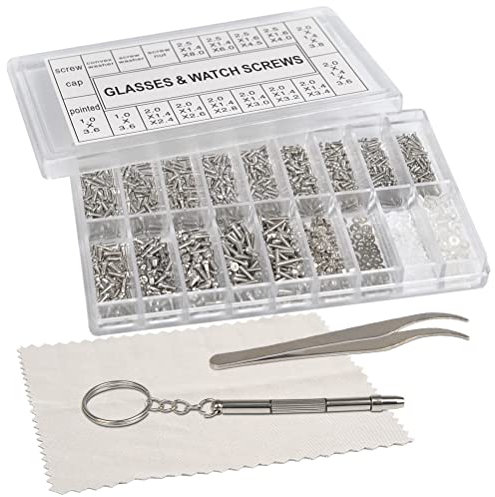 FOROREH Mini Glasses Repair Kit - Stainless Steel Micro Screws, Tweezers, Screwdriver - Glasses, Sunglasses, Watches, Mobile Phone