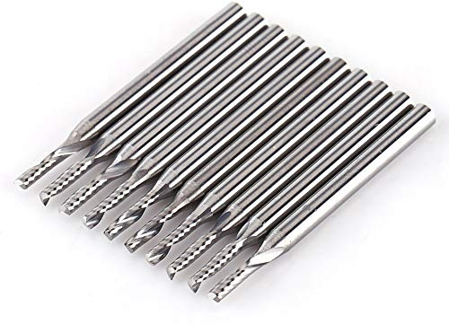 10pcs 1/8 `` fresa in carburo di tungsteno, fresa CNC utensili per incisione con punta a spirale a flauto singolo, punte per fresatura con diametro tagliente 2 mm