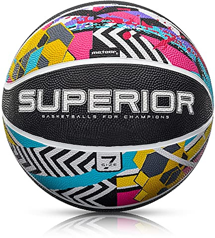 meteor Palla Basket Pallone da Basket Basketball - Taglia 7 Dimensione Giovani & Adulti da Basket Ideale per Formazione Pallacanestro (7, SUPERIOR ABSTRACT)