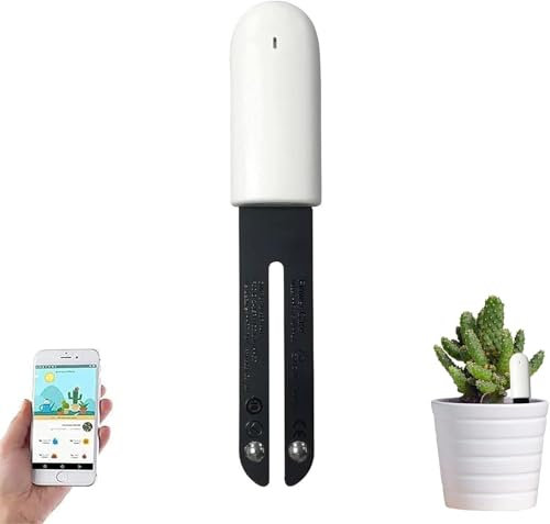 4 in 1 Pflanzenfeuchtigkeitsmesser Gießanzeiger, Intelligenter Bodentester überwacht automatisch Pflanzen Feuchtigkeit/Licht/Fruchtbarkeit/Temperaturniveau, für Mijia APP (1 Packungen)
