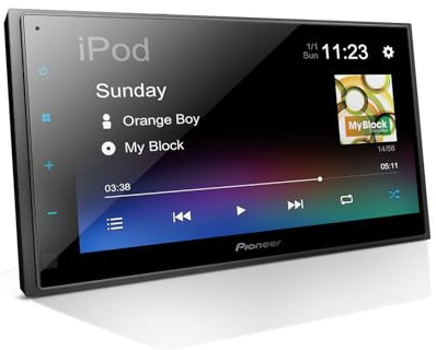 Pioneer DMH-130BT 6.8 Resistive Touchscreen, Double Din – Bluetooth, Backup Camera, USB, FLAC, AM/FM Radio, Short Chassis, 50W x 4 Output, Steering Wheel Input