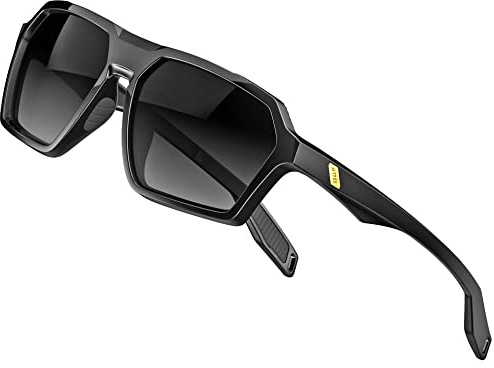 ATTCL, Occhiali da sole polarizzati da uomo, casual, sportivi, con protezione UV, con montatura esagonale TR90, Medium