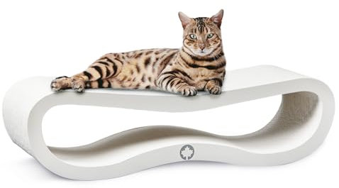 CanadianCat Company | Orbit 2.0 Kratzbrett - White Edition | Kratzpappe Katzen Lounge in weiß | ca. 84 x 24 x 23 cm