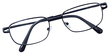 JoXiGo Gafas de Lectura Negro +2.5 para Hombres y Mujeres Metálica Montura Rectangulares + Correa de Gafas