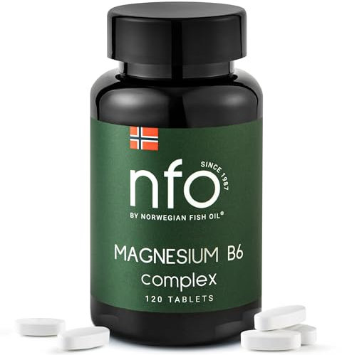 NFO MAGNESIUM B6 [120 Tabletten] Norwegischer Hochdosiert Komplex aus Magnesium, Vitamin B6 und Zink, Zur Regulierung des Nervensystems, der hormonellen Aktivität und der psychischen Funktion