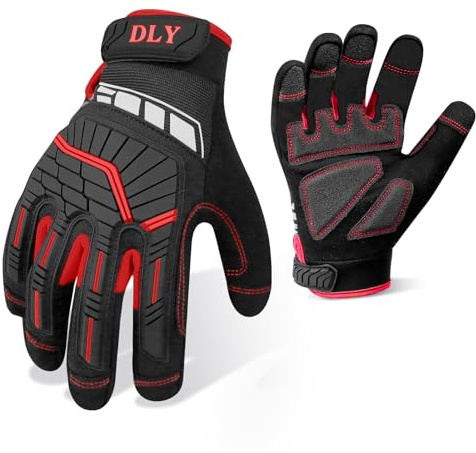 DLY Anti Vibration Gloves, Heavy Duty Work Gloves Men, Mechanics Gloves, Impact Protection Safety Work Gloves