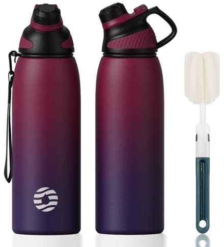Fjbottle Edelstahl Trinkflasche Sport mit Magnetischem Deckel 1L, 800ml, 600ml, 400ml BPA-Frei Auslaufsichere Kinder Flasche - Kohlensäure geeignet 1500ML Wasserflasche Thermo für Schule, Fitness
