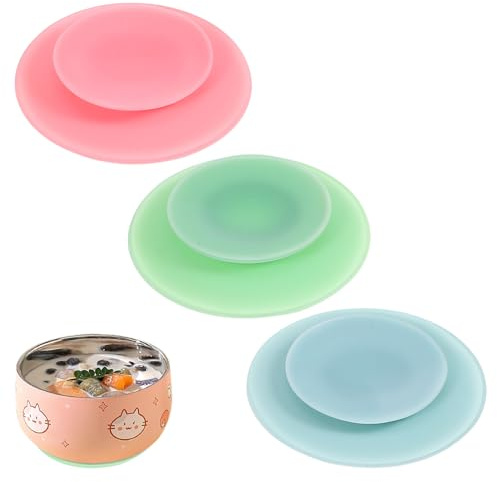 Ipetboom Silicone Tableware Sucker - 3Pcs Double Sided Bowl Suction Pads Anti-Slip Utensil Rest Base for Baby Toddler Adult Elderly Plate Tableware Holder - Assorted Colors