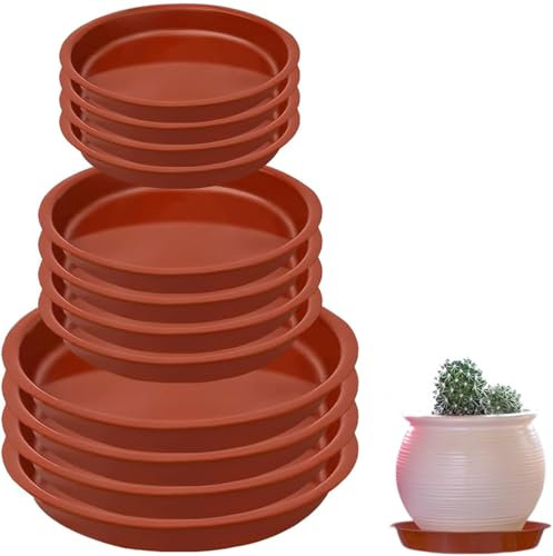 CocCCoon 12 PCS Plastic Plant Saucers Red Planter Saucers Round Plant Dish for Indoors Outdoors Garden Plant Saucers Flower Pot Drip Tray 11.5 cm 13.5cm 15cm Plant Saucers for Pots