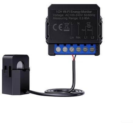 Contatore elettrico intelligente, misuratore di energia WiFi, 80 A App KWh in tempo reale di energia elettrica monitor/contatore di energia di automazione sicura, per casa intelligente