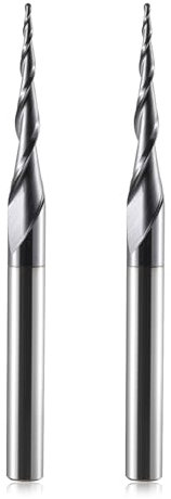 HOZLY Fresa a sfera conica CNC, 2 pezzi, fresa elicoidale R0.5, fusto da 6 mm, 2 flauti HRC55, 0,5 mm raggio CNC con rivestimento AlTiN per Gravu 2D/3D