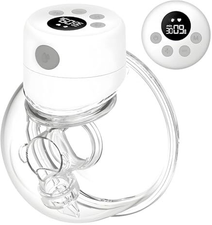 Tire Lait Electrique Main Libre, Tire Lait Main Libre avec 2 Modes, 9 Niveaux, Mode Silencieux, Extracteur de Lait Rechargeable avec Affichage LED
