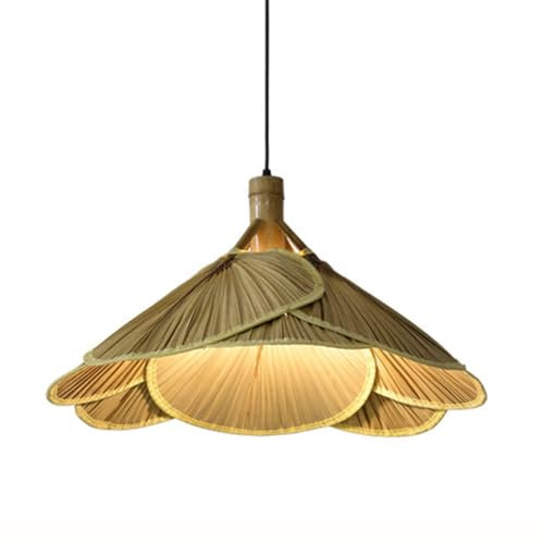 YGZPALH Iluminación Lámpara Colgante Individual con Hojas De Palma Lámpara De Techo De Bambú Estilo Vietnamita Lámpara Colgante Vintage De Granja para Isla De Cocina, Comedor, Dormitorio