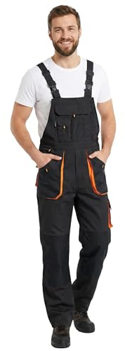 BWOLF Atlas Salopette de travail classique pour homme avec poches multifonctionnelles, gris foncé/orange