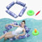 Flotador Hinchable 4 en 1 para Piscina, Colchoneta de Aire con Diseño de Hoja y Hamaca Acuática para Adultos de 100kg con Portavasos y Bomba (1 Azul)