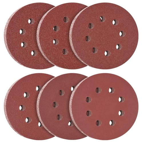 Flintronic 60 Piezas Discos para Lijas, Lijas 125mm, 8 Agujeros Discos de Pulir, 40/60/80/120/240/320 Granos, para 5 Pulgadas Lijadora Excéntrica y Lijadora Orbita