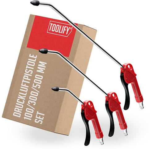 Toolify Compressed Air Gun Set with 3 Guns (100 mm, 300 mm, 500 mm) for Cleaning Industrial Quality Surfaces - Air Gun | Air Pressure Gun | Blow Gun