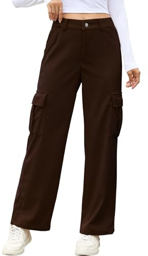 Wantonfy Pantaloni Donna Invernali Marlene Largo Vita Elastica Velluto a Coste Pantaloni Larghi retrò Pants da Donna con Tasche