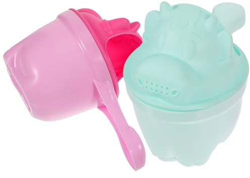 FIXOSHEE Boys and Girls Shampoo Rinse Cup Set 2pcs Waterfall Rinser Baby Bath Shower Cup Soft Rim Hair Wash for Toddlers in Light Green and Pink