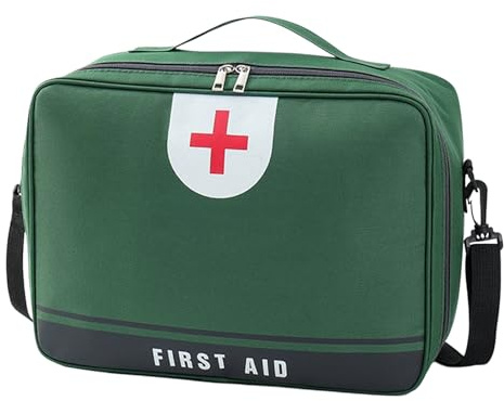 FYting Porta Medicine da Viaggio 12L,Kit Pronto Soccorso XL,Cassetta Pronto Soccorso Vuota,con Tracolla a Tracolla,Impermeabile, per Casa, Scuola, Viaggi, Campeggio, Escursioni (Verde)