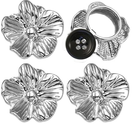 Cubrebotones Para Blusas De Mujer - Accesorios Para Camisas De 4 Piezas | De Botones Decorativas De Aleación Con Clip Para Niñas, Esposa, Novia, Blusa, Vestido, Fecha De Negocios, Uso Diario, Ac
