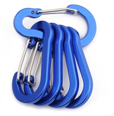 Set di 5 moschettoni in alluminio per gli appassionati di attività all'aperto che necessitano di soluzioni di fissaggio leggere e affidabili per piccoli oggetti