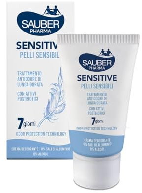 Sauber Deo Sensitive - 7 Giorni Deodorante in crema per le pelli sensibili, 35ml