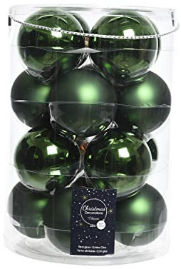 KAE 16 Weihnachtskugeln aus Glas 8 cm (grün - piniengrün) Weihnachtskugeln Baumkugeln Baumschmuck Weihnachtsdeko Weihnachten Christbaumschmuck