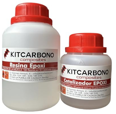 Kitcarbone Résine époxy Lamination transparente de haute qualité 1 kg pour bijoux, travaux manuels, tables en bois, carbone, radiocommande