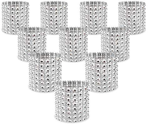 KPOSIYA Napkin Rings, Pack of 120 Rhinestone Napkin Rings Diamond Adornment for Place Settings, Wedding Receptions, Dinner or Holiday Parties, Family Gatherings (120, Silver)