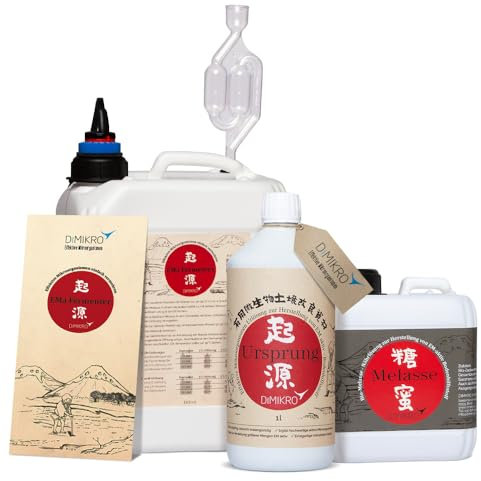 Fermenter Einsteigerset - zur Herstellung von Effektiven Mikroorganismen aktiv (EMa) - Komplett-Set mit Fermenter, Urlösung, Melasse, pH-Streifen und Anleitung (5 Liter) - DIMIKRO