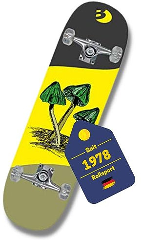 Best Sporting Skateboard Pilze I Skate-Board mit ABEC 7 Kugellager I hochwertige Skateboards aus Holz & Aluminum I Skateboard Erwachsene I 78,5 x 20,4 cm Skateboard Deck mit Pilz-Motiv
