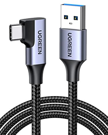 UGREEN USB C Kabel 5 Gbps USB C Ladekabel Winkel 90 Grad USB auf USB C Kabel USB Typ C Kabel kompatibel mit Galaxy S23 S22 S10 A73, A72, A53, P30 Lite Mi 10, Note 9 iPhone 15,15 Pro,15 Pro Max(1m)