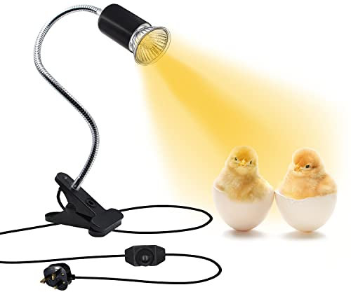 Tortoise Heat Lamp Tortoise Accessories, Reptile Light for Flora and Fauna, 360°Flexible Rotating Heating Light with UK Plug, E27 Reptile Aquarium Heat Lamp with Adjustable Brightness(Without Bulb)