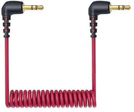 CABLEPELADO Cable de micrófono TRS a TRS de 3.5mm, espiral 20 cm sin estirar y 300 cm estirado, Apto para Rode VideoMicro, Wireless GO II, Movo, GoPro Pro con adaptador de micrófono y otros