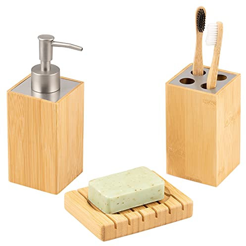 bremermann Badezimmer-Set 3-TLG., Bambus, Badezimmer-Zubehör-Set