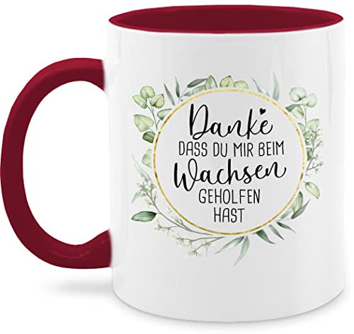 Tasse Tassen 325ml - Erzieherin - Danke dass du mir beim Wachsen geholfen hast - 325 ml - Bordeauxrot - für erzieherinnen abschied geschenk erzieher geschenke kindergärtner bester kaffeetasse