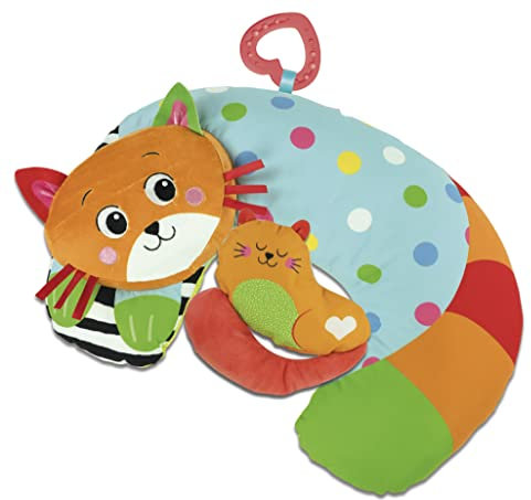 Clementoni - Kitty Cat Pillow Cojín para apoyar el Desarrollo de los músculos y Gatear, Tummy Time recién Nacido, 100% Lavable, Multicolor, 17800