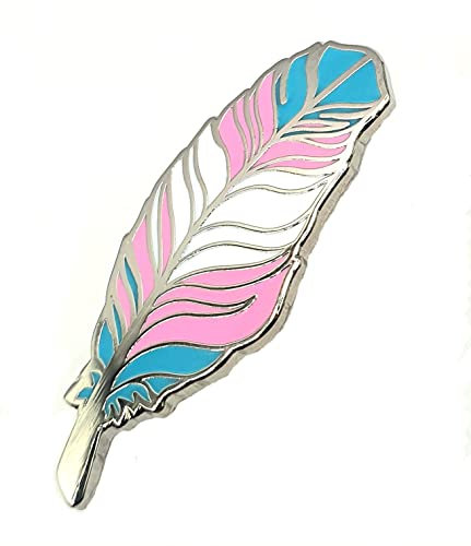 Feather Trans Pride Positive Good Vibes LGBT Transsexuel Broche en métal émaillé, Métal