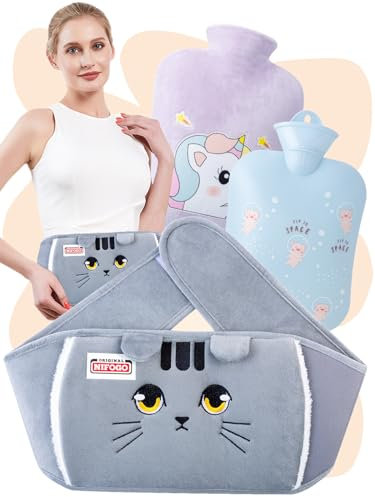 Bouillotte eau Chaude 3 en 1, Nifogo bouillote Ceinture avec Housse Peluche pour Soulager la Douleur de L'arthrite, Thérapies Chaudes et Froides, Bouillotte pour Adultes en Hiver