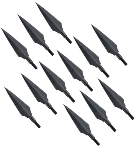Toparchery 12 Stück 125 Körner Pfeilspitzen 3D Jagdspitzen Bogenschießen Traditionell Fest Metall Spitzen für Bogenpfeile Armbrustpfeile Armbrust Bolzen Schwarz