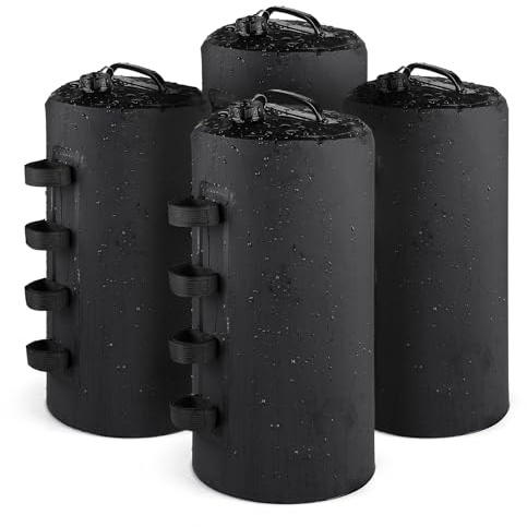 SWAWIS 4 Piezas Pesos para Carpas de 500D PVC, 20L Bolsa Arena Contrapeso con Dispositivo Antirretorno, Peso per Pergola para Tienda de Campaña Emergente Sombrillas de Patio(Negro)