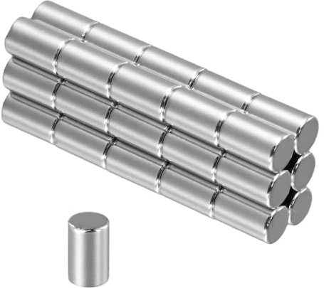 30 Pièces 6 x 10 mm Aimants Néodyme, Haute Puissance Mini Aimant Rond, Petits Disques Magnétiques Argent, Aimants de Réfrigérateur pour Frigo Maison Bureau Bricolage Tableau Blanc