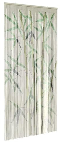 Cortina antiinsectos, diseño de bambú, 100 x 200 cm, mosquitera de puerta natural para alejar moscas y mosquitos, con impresión a doble cara, bloqueo parcial de la luz
