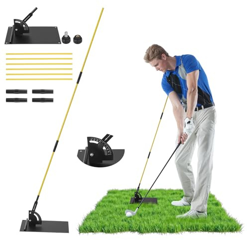 Golf Swing Trainer for Swing Plane and Alignment, Golf Training Aids with 2 of 1M Golf Alignment Sticks and Stick Holder for Golf Swing Posture Correction, Golf Practice Training Aid Tool Set