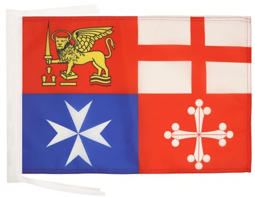 BANDIERA ITALIA QUATTRO REPUBBLICHE MARINARE 45x30cm - BANDIERINA ITALIANA 30 x 45 cm cordicelle - AZ FLAG