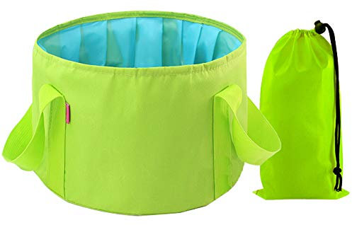 Baanuse - Secchielli pieghevoli per lavandino, esterni, campeggio, giardino, pesca, spiaggia, picnic, 15 l, verde