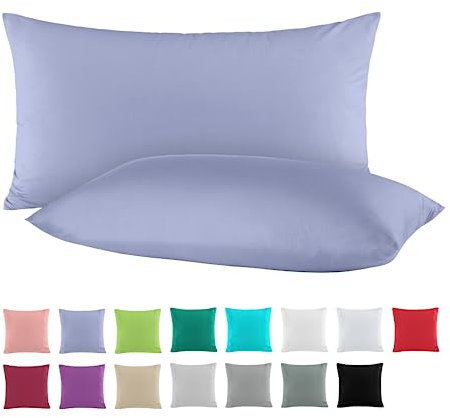 BaSaTex Doppelpack Baumwolle Renforcé Kissenbezug 40x60 cm | Kissenbezüge aus 100% Baumwolle | Kissenhüllen in Jeans Blau